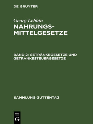 cover image of Getränkegesetze und Getränkesteuergesetze
